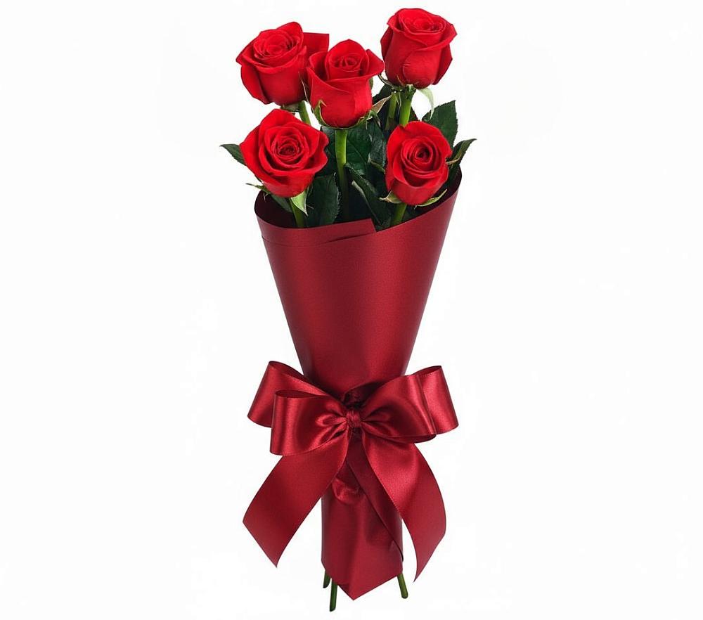 Букет 5 Красных роз Эдлесс Лав в Лузе