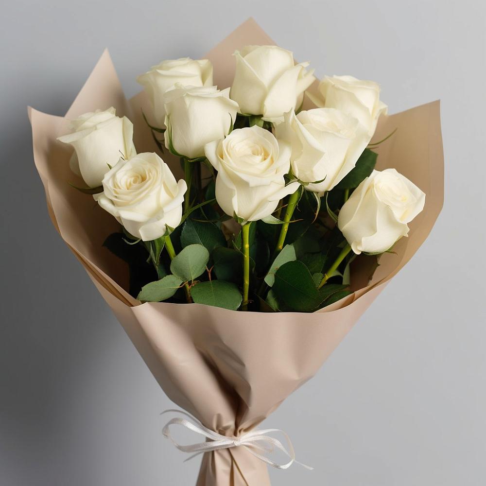 Букет 9 Белых роз Эдлесс Лав в Лузе