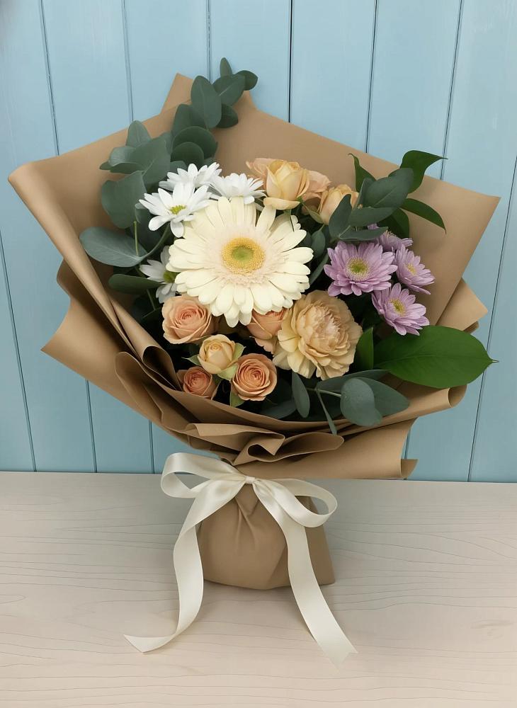 Букет цветов из: Герберы и Хризантемы в Лузе