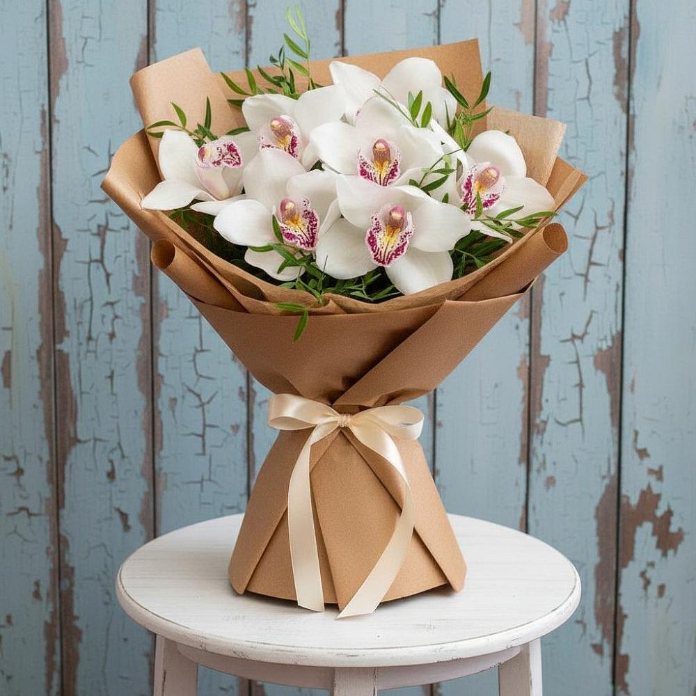 Букет цветов из: Орхидеи и Розы в Лузе
