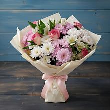 Букет цветов из:  Хризантемы, Альстромерии и Розы в Лузе