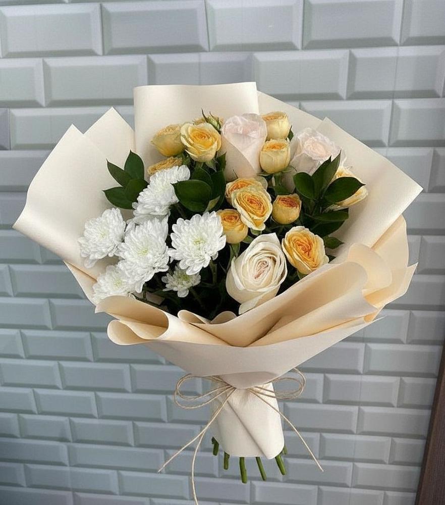 Букет цветов из: Розы и Хризантемы в Лузе