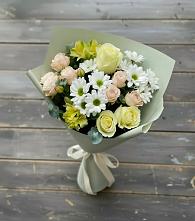 Букет цветов из:  Альстромерии, Розы и Хризантемы в Лузе