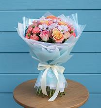 Букет цветов из:  Хризантемы и Розы в Лузе